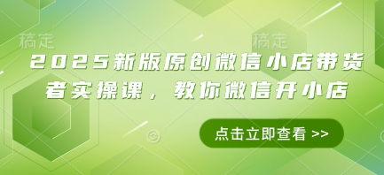 2025新版原創微信小店帶貨者實操課，教你微信開小店-小浪學習網