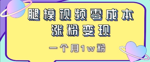 腿模視頻，零成本漲粉變現，一個月1w粉-小浪學習網