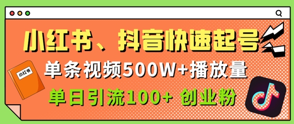 小紅書、抖音、快手快速起號，單條視頻500w播放量，單日引流100+創業粉-小浪學習網