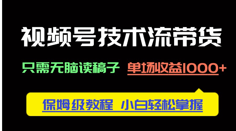 （14476期）視頻號技術流帶貨，只需無腦讀稿子，單場收益1000+ 保姆級教程，小白輕…-小浪學習網