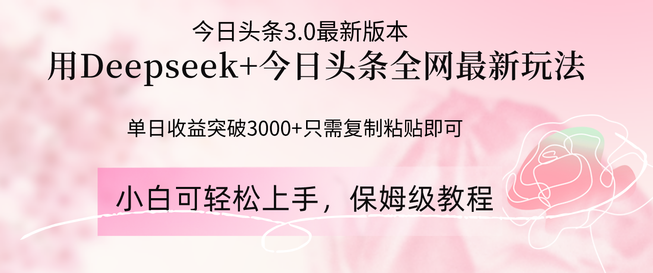 （14452期）Deepseek結(jié)合今日頭條全網(wǎng)最新玩法，單日收益突破3000+，只需要簡單的…-小浪學習網(wǎng)