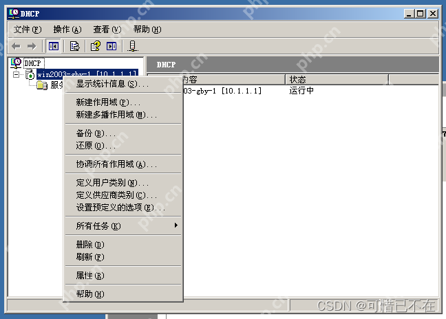 Windows Server 2003 DHCP服務器搭建