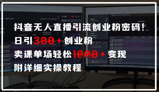 抖音無人直播引流密碼，日引300+創(chuàng)業(yè)粉，單場(chǎng)輕松1k+變現(xiàn)，附詳細(xì)實(shí)操教程-小浪學(xué)習(xí)網(wǎng)