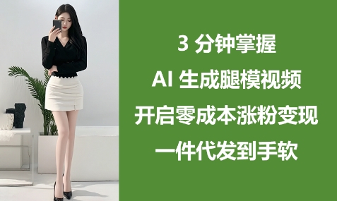 3分鐘掌握AI生成腿模視頻，開啟零成本漲粉變現(xiàn)，一件代發(fā)到手軟-小浪學習網(wǎng)