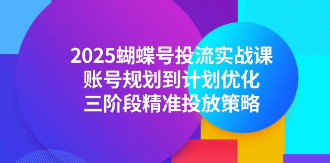 2025蝴蝶號投流實戰課，賬號規劃到計劃優化，三階段精準投放策略-小浪學習網